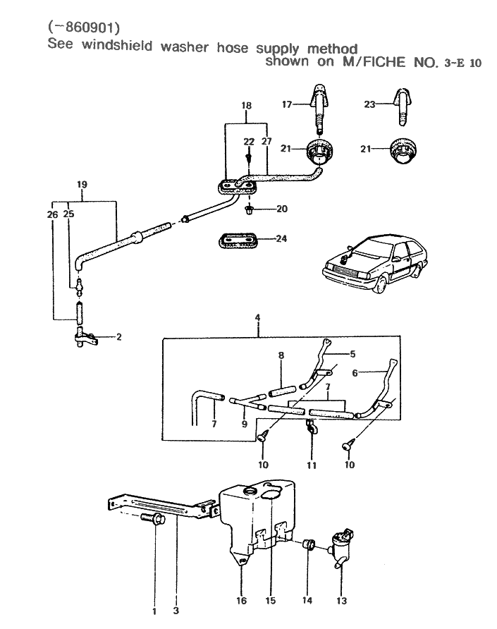 98516-21100 - Genuine Hyundai CONNECTOR-WINDSHIELD WASHER