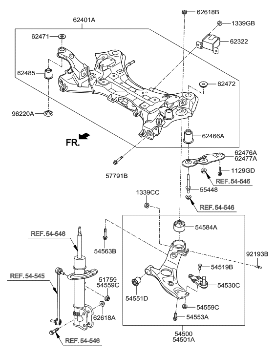 2017 Hyundai Santa Fe Front Suspension Crossmember