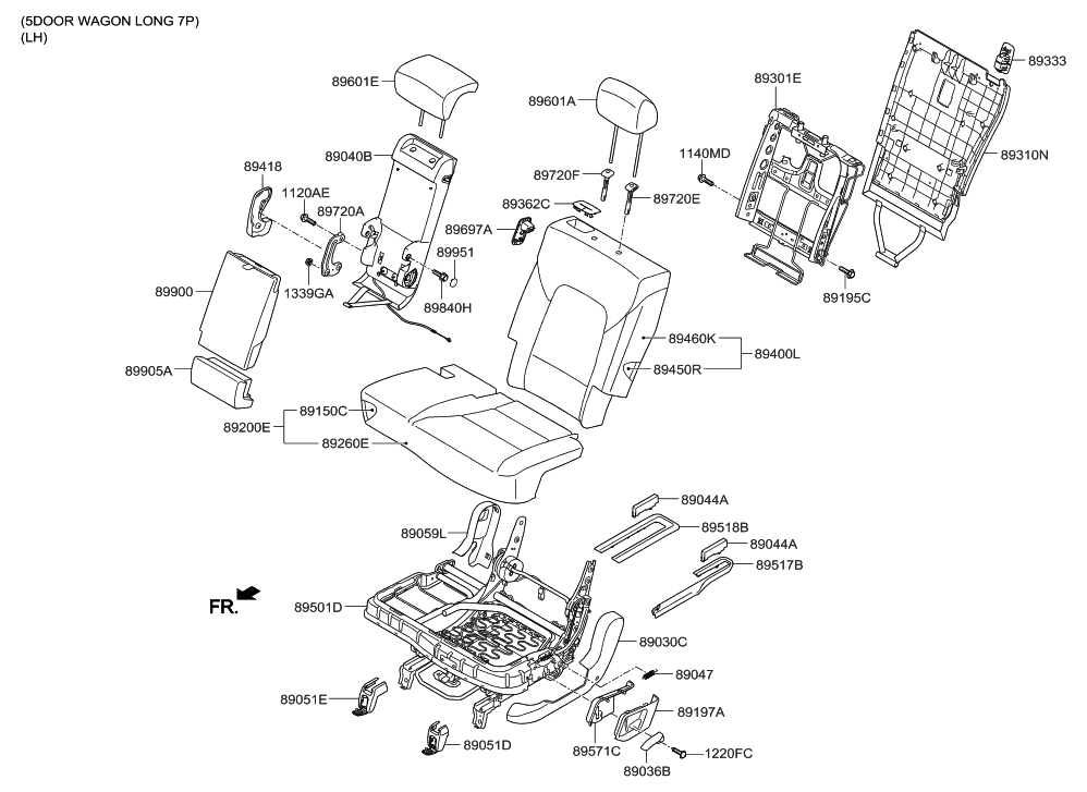 89500-B8311-NBC Genuine Hyundai Mechanism Assembly-Rear Seat LH