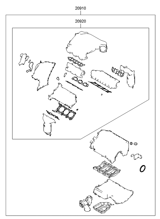 20910-2GB00 - Genuine Hyundai GASKET KIT-ENGINE OVERHAUL