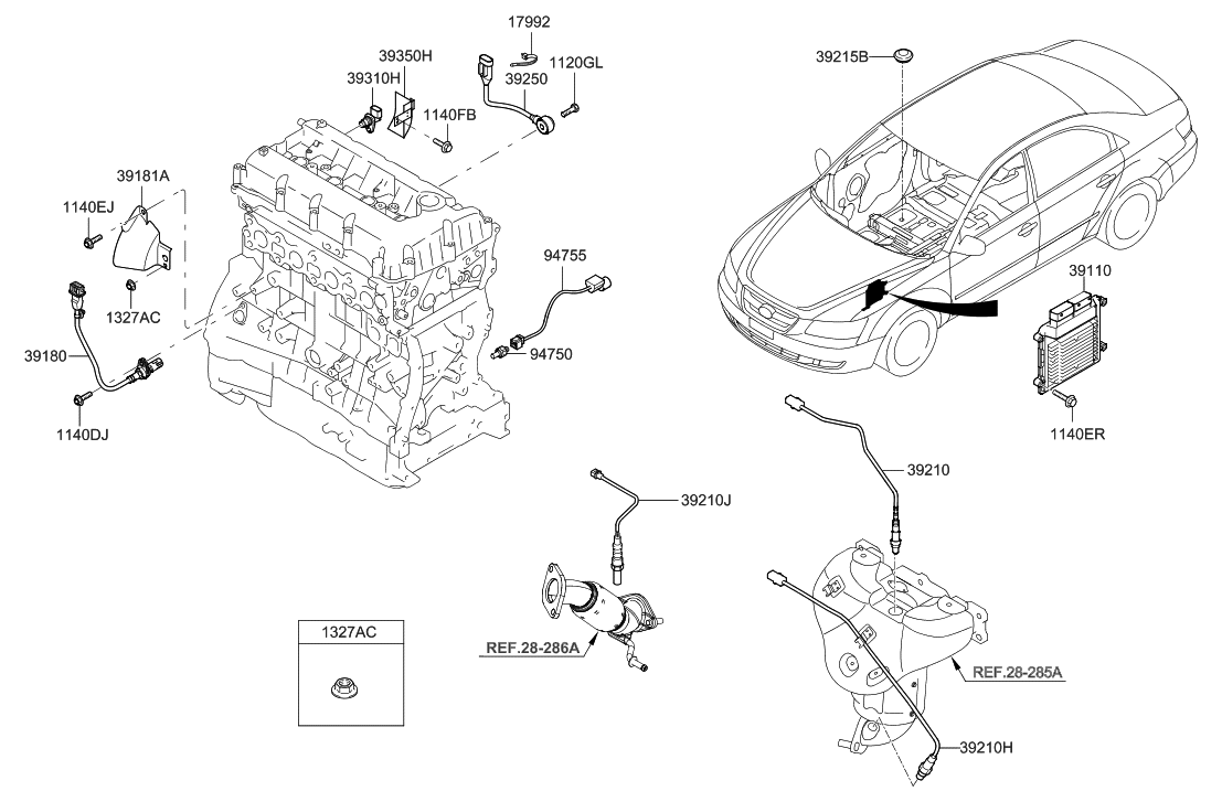 39180-25300 - Genuine Hyundai SENSOR-CRANKSHAFT POSITION