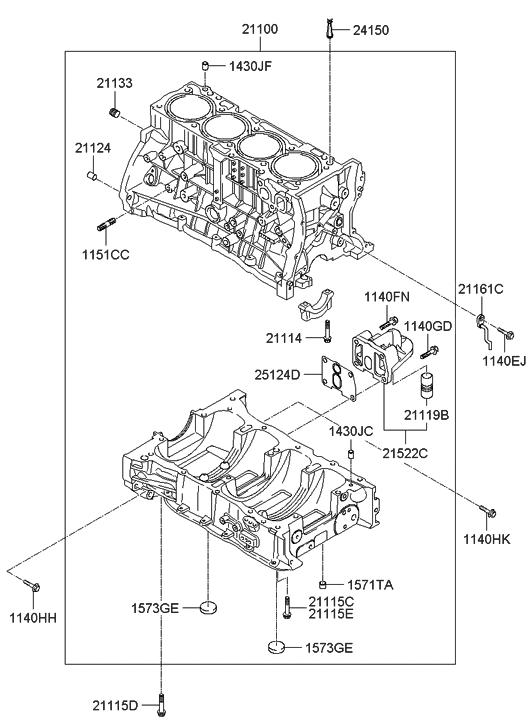 323TM-2GA06-D Genuine Hyundai Block Assembly-Cylinder