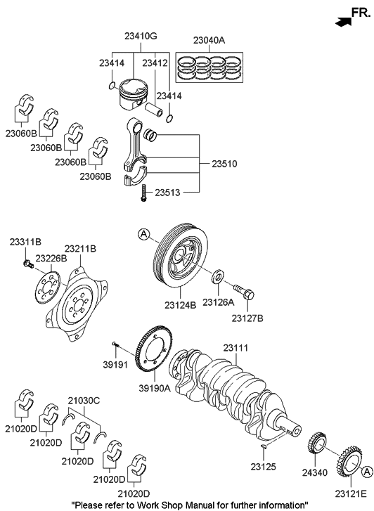 21020-2E000 - Genuine Hyundai BEARING PAIR SET-CRANK SHAFT