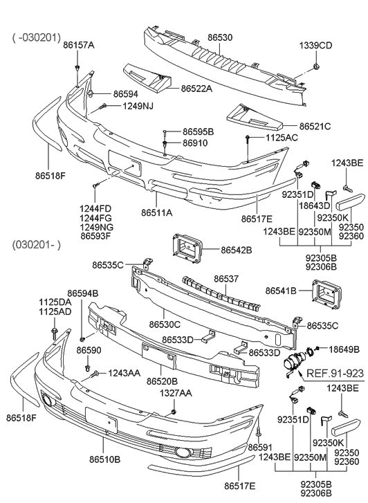 2001 Hyundai XG300 Front Bumper - Hyundai Parts Deal