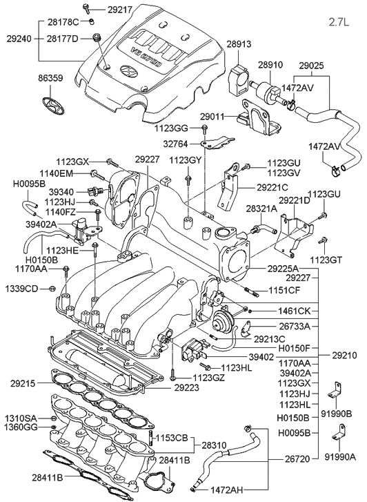 29227-37270 - Genuine Hyundai GASKET-SURGE TANK PIPE