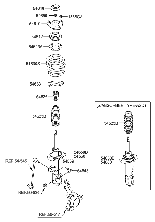 54623-2P000 - Genuine Hyundai PAD-FRONT SPRING,UPPER