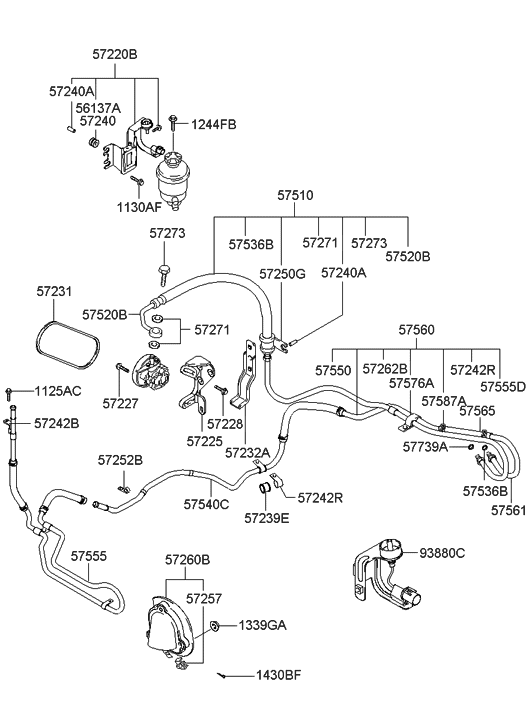 57520-2C200 Genuine Hyundai Tube Assembly-Pressure