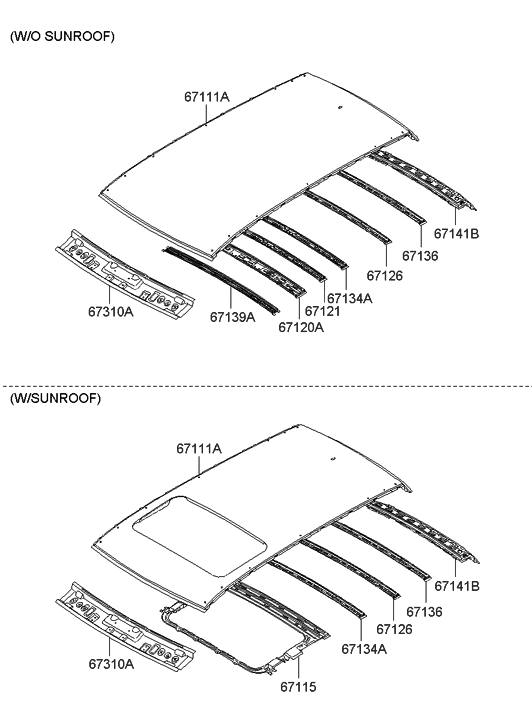 67120 0W500 Genuine Hyundai Rail Assembly Roof Ctr