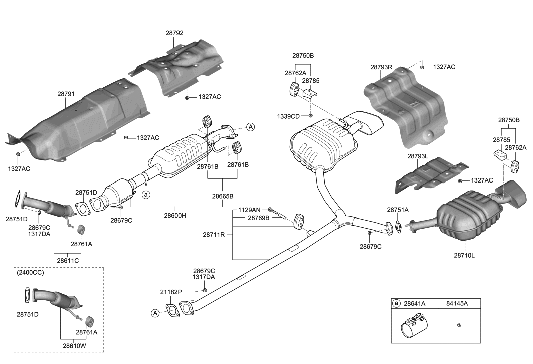 28650 C2400 Genuine Hyundai Center Muffler Assembly