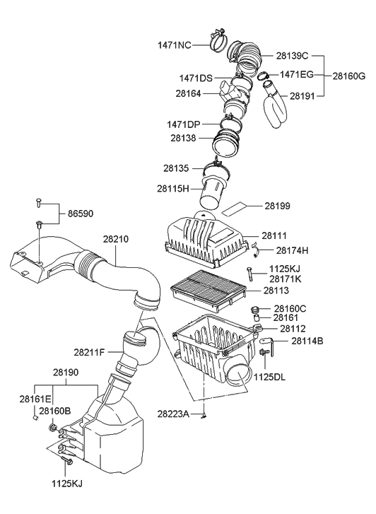 28140-1F080 - Genuine Hyundai HOSE ASSEMBLY-AIR INTAKE