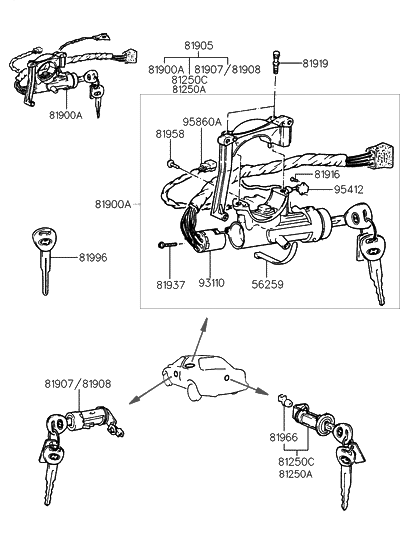 81250-22A00 Genuine Hyundai Trunk Lid Lock Assembly