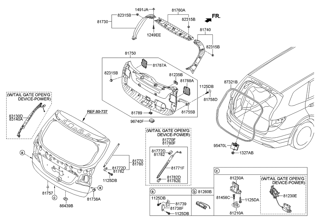 81770-B8000 - Genuine Hyundai LIFTER ASSEMBLY-TAIL GATE,LH