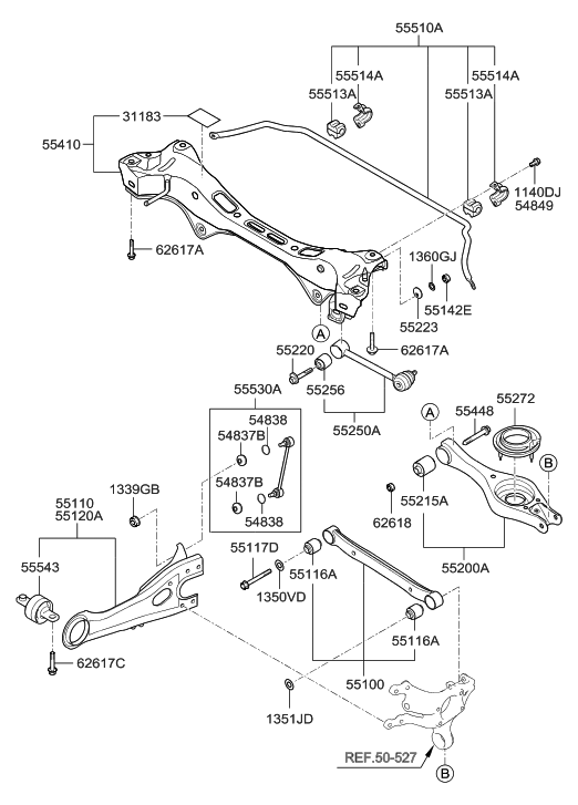 55210-2H000 Genuine Hyundai Arm Complete-Rear Suspension Lower