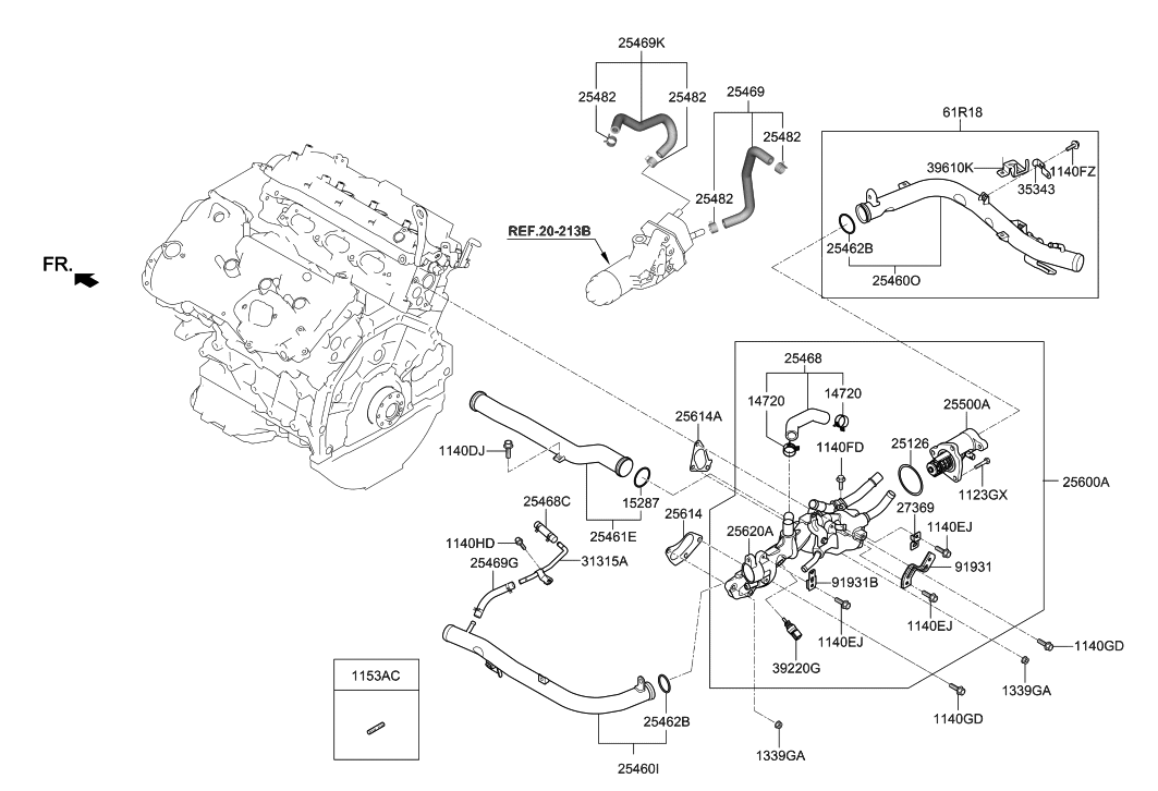 25500-3L100 - Genuine Hyundai THERMOSTAT ASSEMBLY