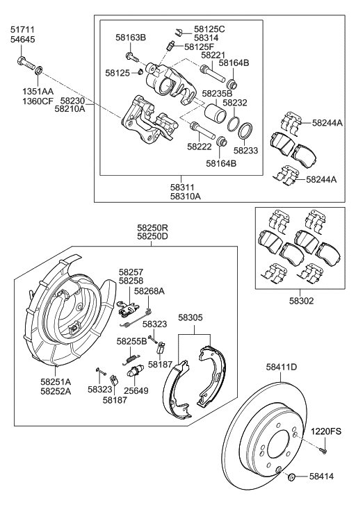 58305-3QA00 - Genuine Hyundai SHOE & LINING KIT-REAR BRAKE