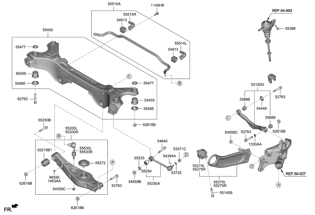 55211-M5000 Genuine Hyundai Arm Complete-RR LWR,RH