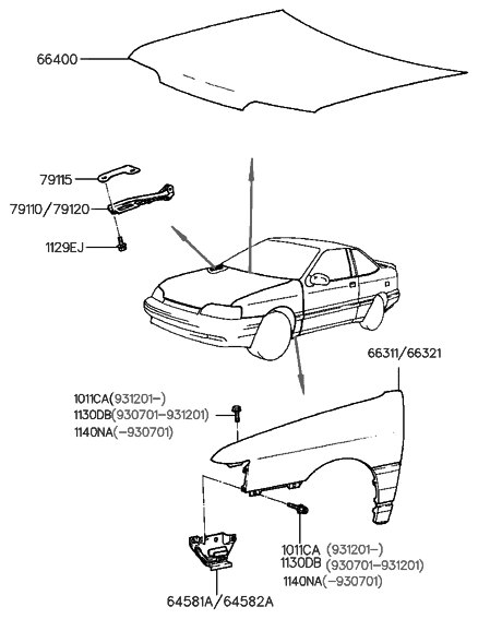 66311-23300 Genuine Hyundai Panel-Fender,LH