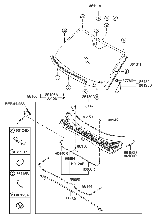 86111-4W210 Genuine Hyundai Windshield Glass Assembly