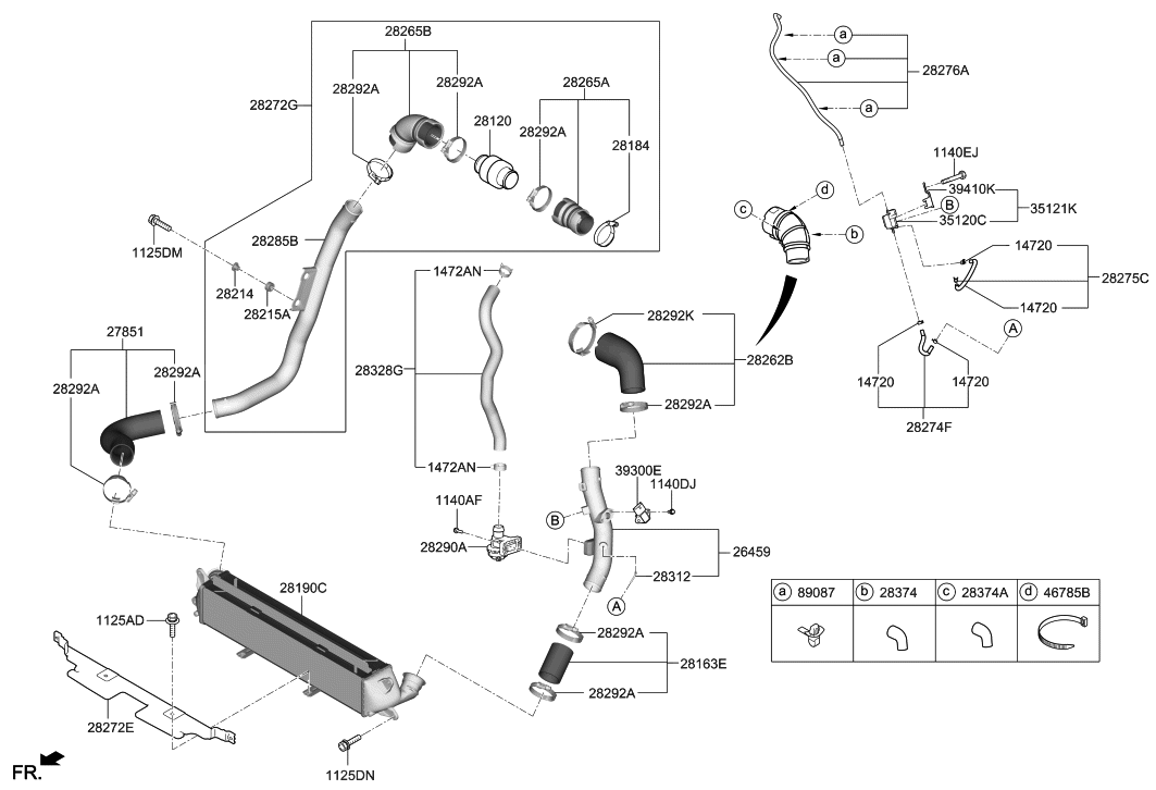 28253-2B760 Genuine Hyundai Pipe-INTERCOOLER Inlet