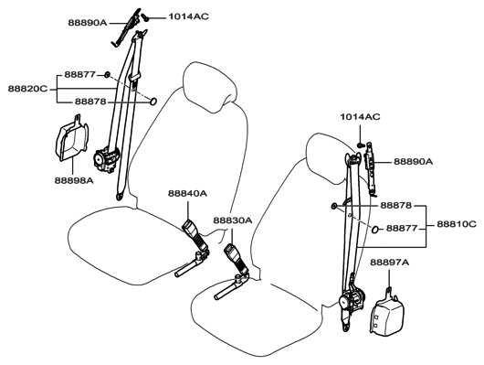 88810-3L600-X6 Genuine Hyundai Front Seat Belt Assembly Left