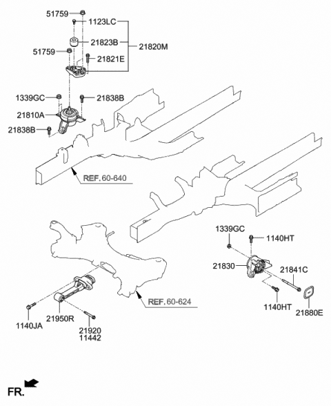 21950-2W400 Genuine Hyundai Bracket Assembly-Roll Rod