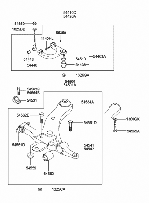 Front Suspension Lower Arm - 2004 Hyundai XG350