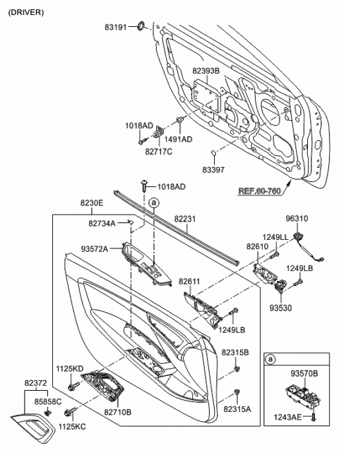 82307-2V050-YGS Genuine Hyundai Panel Assembly-Front Door Trim,LH