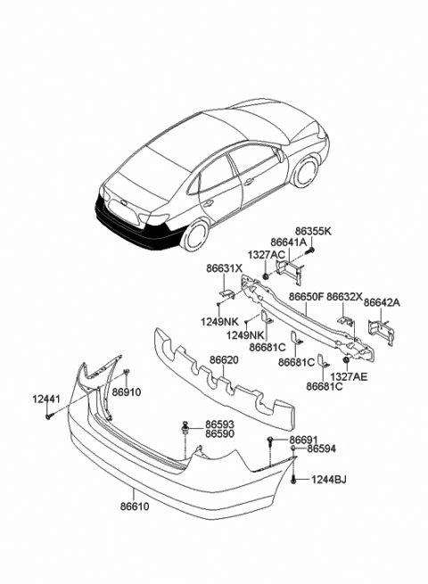 Rear Bumper - 2006 Hyundai Elantra New Body Style (Produced Before OCT ...