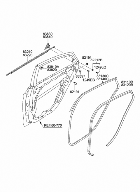 Rear Door Moulding - 2009 Hyundai Sonata New Body Style