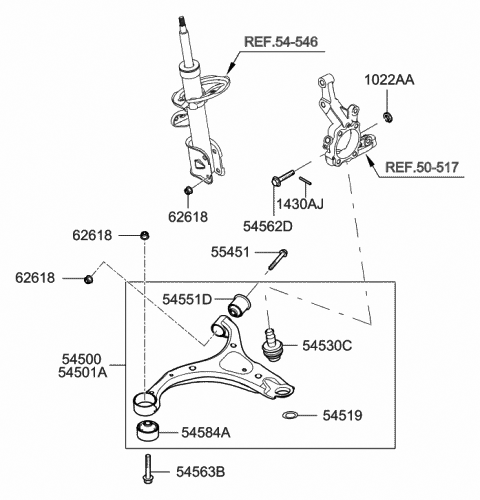 Front Suspension Lower Arm - 2006 Hyundai Santa Fe New Body Style ...