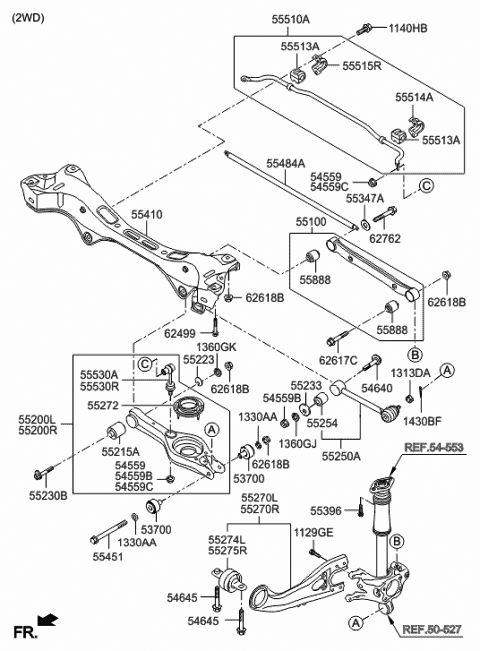 55250-2S110 Genuine Hyundai Arm Assembly-Rear Assist