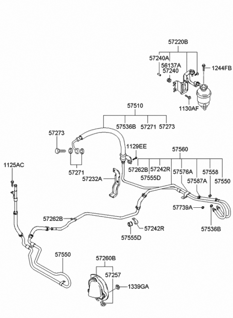 Power Steering Hose & Bracket - 2006 Hyundai Tiburon New Body Style