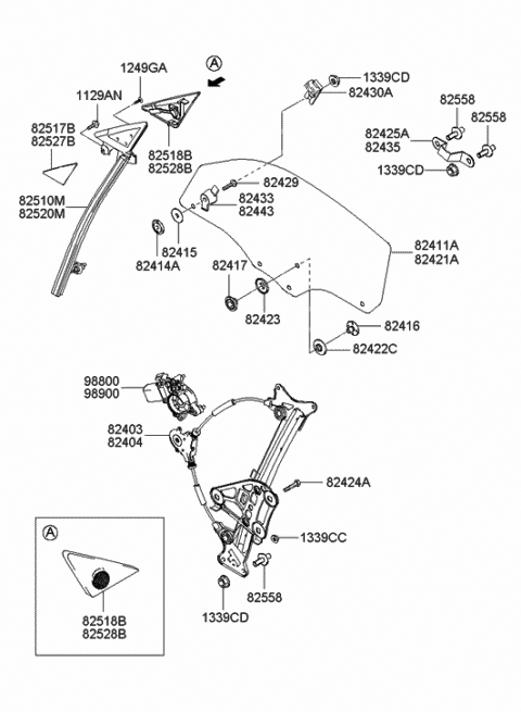 Front Door Window Regulator Glass Hyundai Tiburon New Body Style