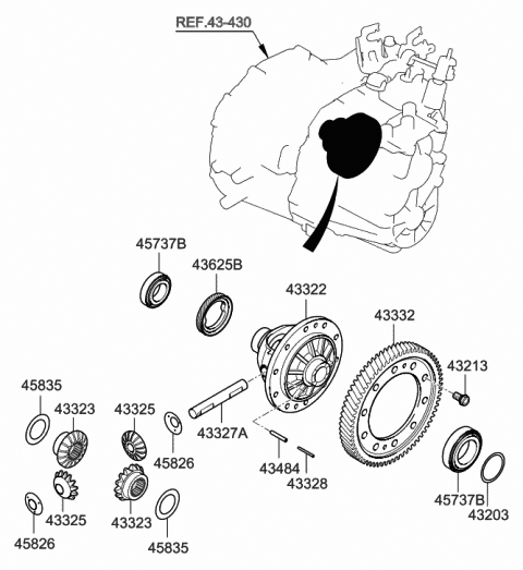 43332-24730 Genuine Hyundai Gear-differential Drive