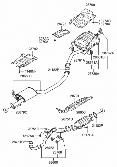 Muffler & Exhaust Pipe - 2011 Hyundai Santa Fe