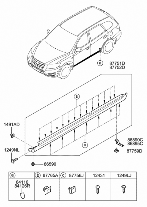 Body Side Moulding - 2012 Hyundai Santa Fe