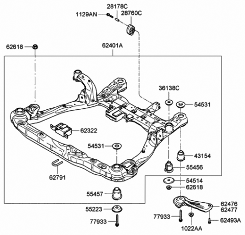 Front Suspension Crossmember - 2005 Hyundai Sonata New Body Style (korean)