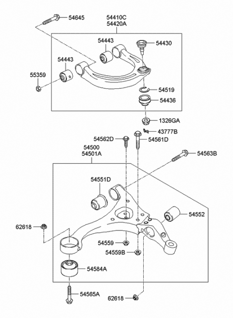 Front Suspension Lower & Upper Arm - 2005 Hyundai Sonata New Body Style ...