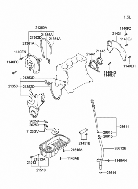 21361-21A10 Genuine Hyundai Gasket-Timing Belt Cover(10M)