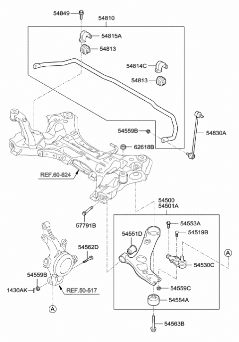 Front Suspension Control Arm - 2012 Hyundai Azera