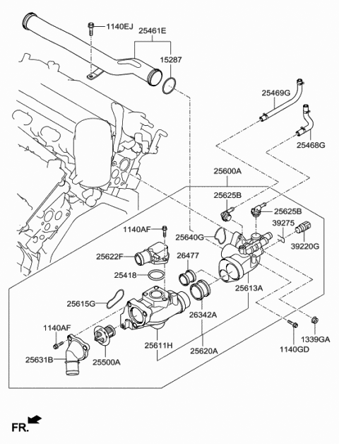 Coolant Pipe & Hose - 2013 Hyundai Santa Fe