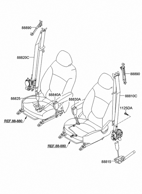 Front Seat Belt - 2012 Hyundai Accent