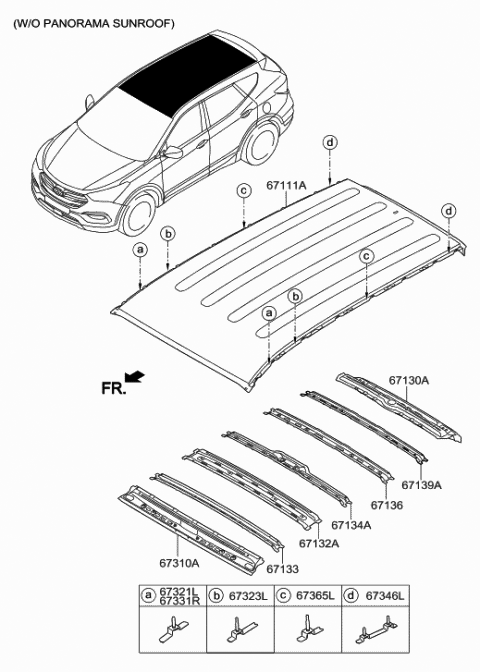 67141 2W001 Genuine Hyundai Rail Assembly Roof Rear