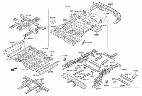 4z000 Genuine Hyundai Crossmember Assembly Rear Floor No