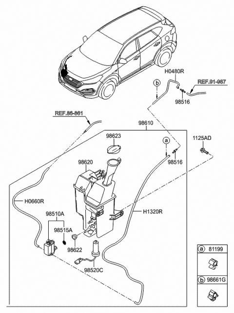 98620 D3100 Genuine Hyundai Windshield Washer Reservoir Assembly