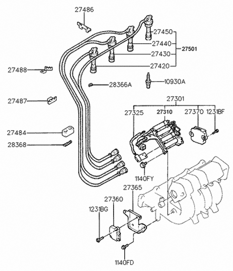 Spark Plug & Cable - 1991 Hyundai Elantra