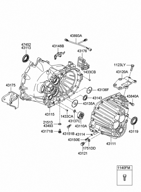 Transaxle Case (MTA) - 2006 Hyundai Santa Fe New Body Style - Produced ...