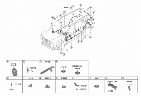 91541-S8201 Genuine Hyundai Wiring Assembly-Floor