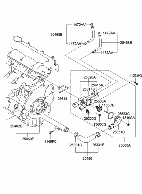 Coolant Pipe & Hose - 2008 Hyundai Elantra Touring