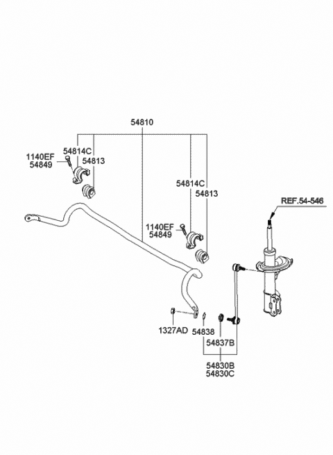 54840-1G000 Genuine Hyundai Link Assembly-Front Stabilizer,RH